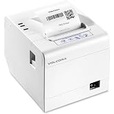 Volcora Thermal Receipt Printer, 80mm POS Printer w/Auto Cutter, USB/Ethernet Interface for Windows/MAC/Linux, ESC/POS Command Support Cash Drawer, High Speed Kitchen Printer, Wall Mount (White)