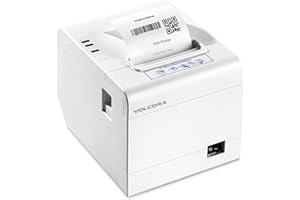 Volcora Thermal Receipt Printer, 80mm POS Printer w/Auto Cutter, USB/Ethernet Interface for Windows/MAC/Linux, ESC/POS Command Support Cash Drawer, High Speed Kitchen Printer, Wall Mount (White)