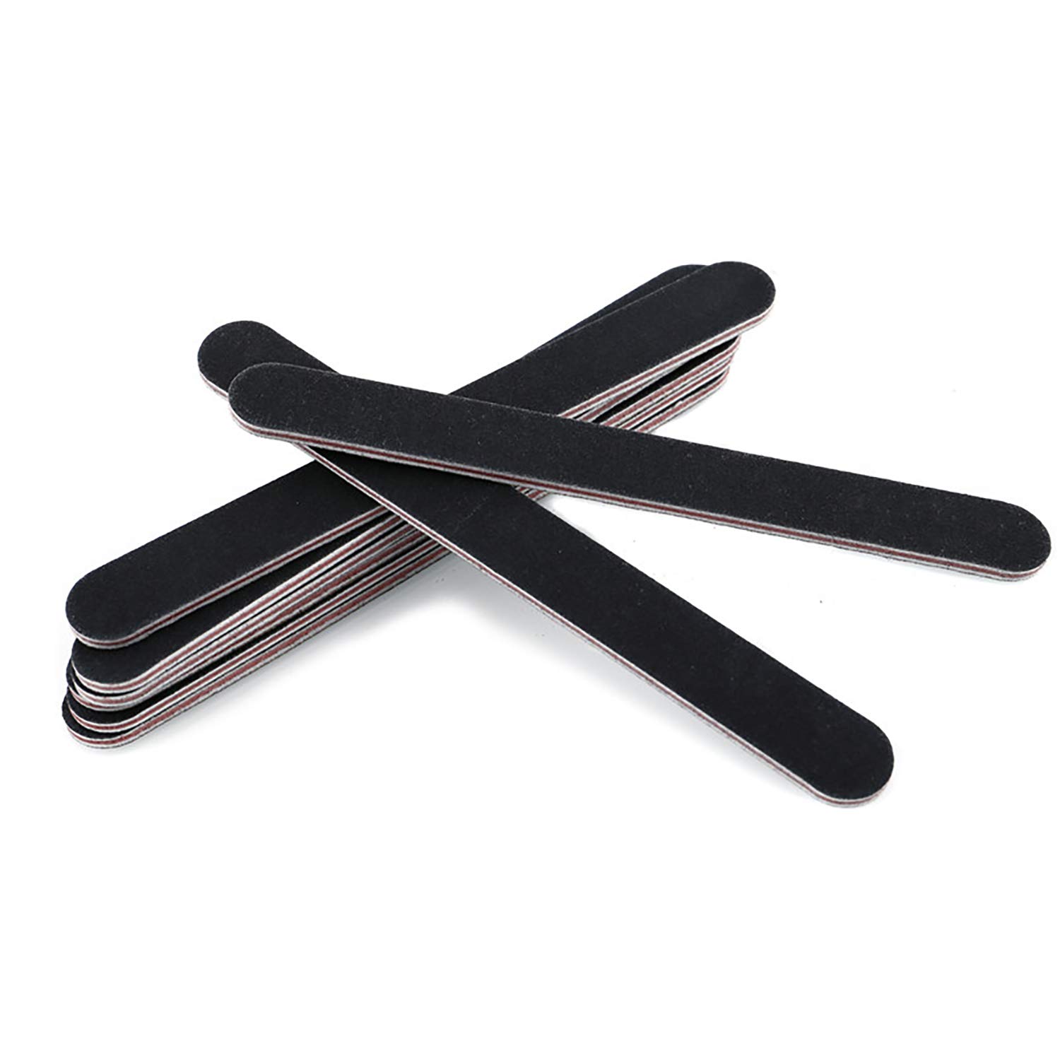 Nail File 10 PCS Professional Double Sided 100/180 Grit Nail Files Emery Board Black Manicure Pedicure Tool and Nail Buffering Files : Beauty