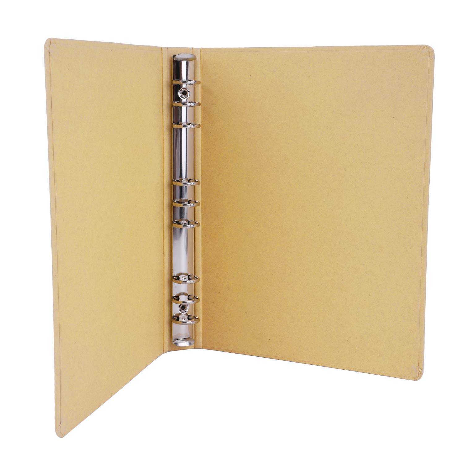 Blank A5/B5 Kraft Paper Hardcover 9-Holes Round Ring Binder Protector for Notebook Diary Journal Inserted Sheets,School Office Supplies Loose Leaf Binder Folder File Cover Organizer Planner