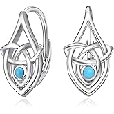 Leverback Earring for Women Girls Sterling Silver Dangle Drop Hoop Earrings Celtic Moonstone/Animal/Ankh Lever Back Hoops for Women Teens Birthday Anniversary Earrings Hypoallergenic