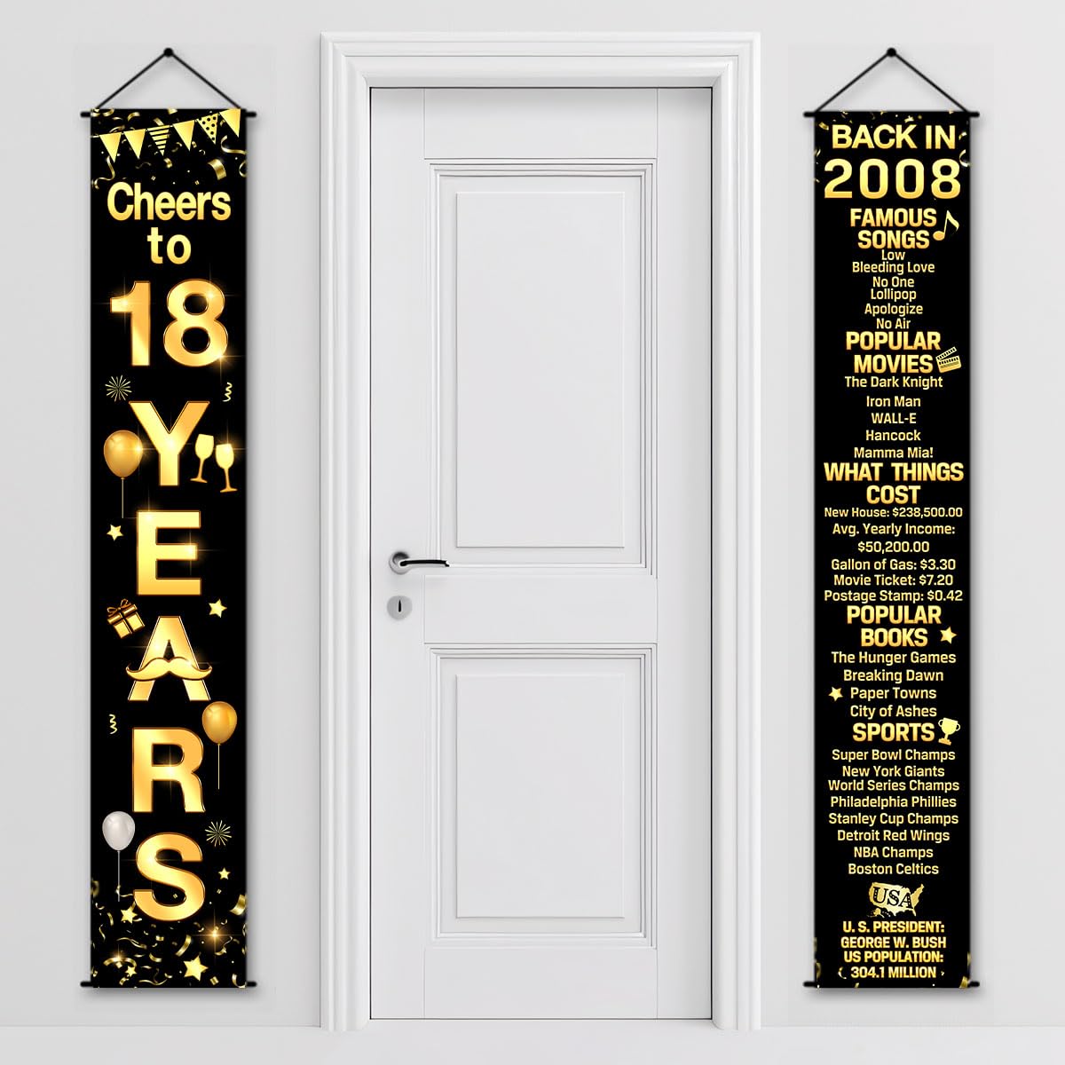 Photo 1 of 18th Birthday Party Anniversary Decorations Cheers to 18 Years Banner Party Decorations Welcome Porch Sign for Years Birthday Supplies (18th-2008)