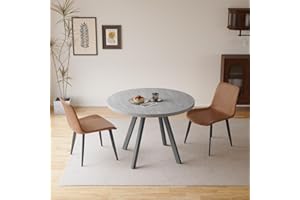 Zerifevni Round Dining Table Set, Mid Century Modern Small Round Dining Table Set, Saving Space (Table + 2 Brown Chairs)