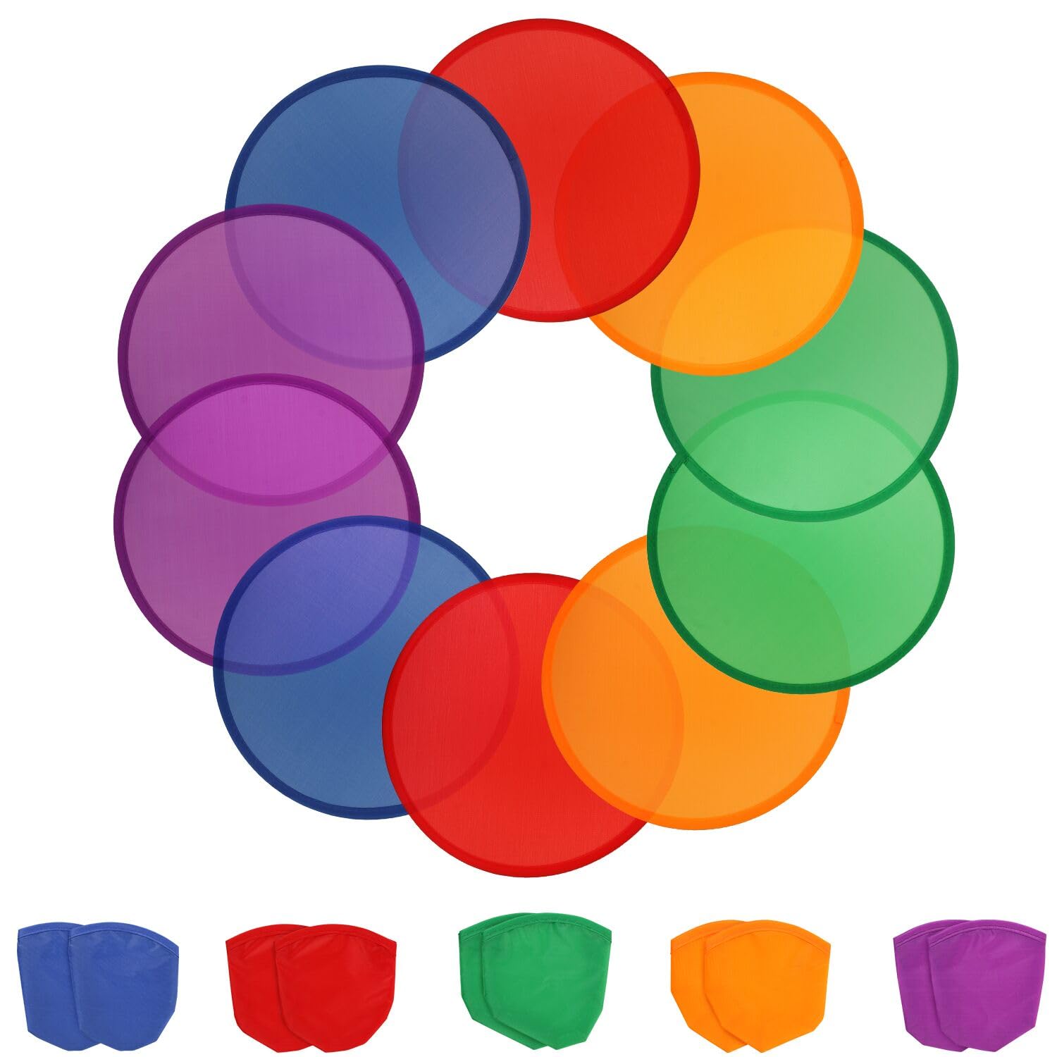 Aooba 10 Pc. Foldable Fans with Storage Bag Assortment - 9.8" Foldable Fan, 5 Colors