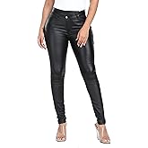 WAYRUNZ Womens High Waisted Stretch Faux Leather Pants PU Coated Legging Juniors