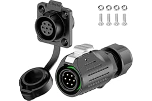 PLUGOOD EW-LP16 Industrial Waterproof Connector IP68 Quick Plugging Circular Connector PBT Plastic Shell Aviation Connector Fast Release Electrical Connector M16 2-9 Pin Flange Socket (7 Pin)