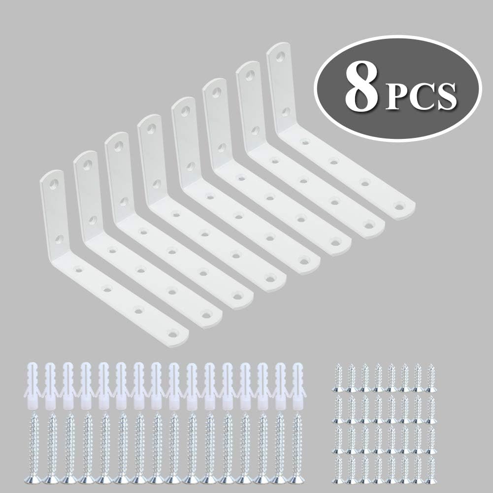 Corner Brace 8 Pcs Shelf Bracket Heavy Duty Black Steel L Corner Brace, Decorative Joint Angle Bracket for Shelf 5 InchX3 Inch Shelves Wall Hanging Bracket with Screws (125X75mm(5 InchX3 Inch)(8PCS)): Home Improvement
