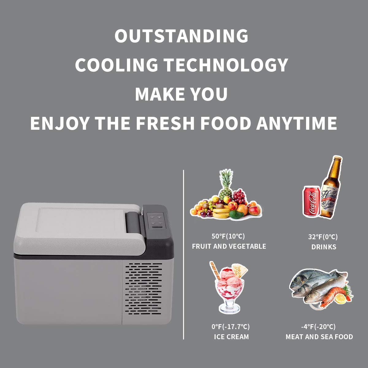 Alpicool C9 Portable Mini Freezer,12 Volt Refrigerator, 10 Quart (9.2 Liter) Fast Cooling 12V Car Fridge -4℉~68℉, Car Cooler, 12/24V DC and 100-240V AC for Outdoor, Camping, RV, Truck, Boat