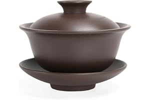 Gaiwan Teacup 5oz Zisha Purple Clay Chinese Tea Cup 3.9x3.2 Kungfu Tea Bowl with Lid and Saucer Traditional Gaiwan Cup