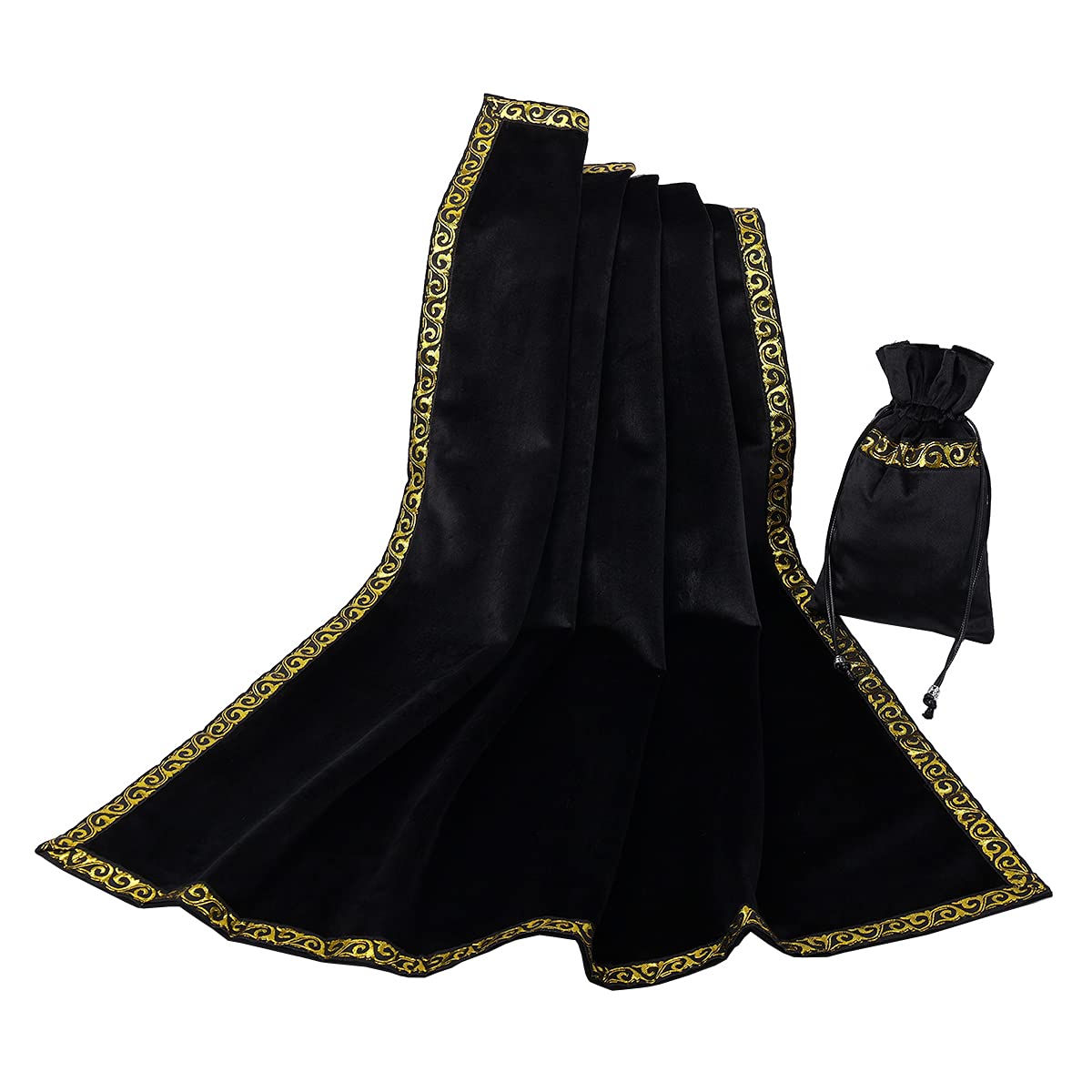 BLESSUME Altar Tarot Table Cloth Square Divination Wicca Velvet Cloth with Tarot Pouch (Black 1)