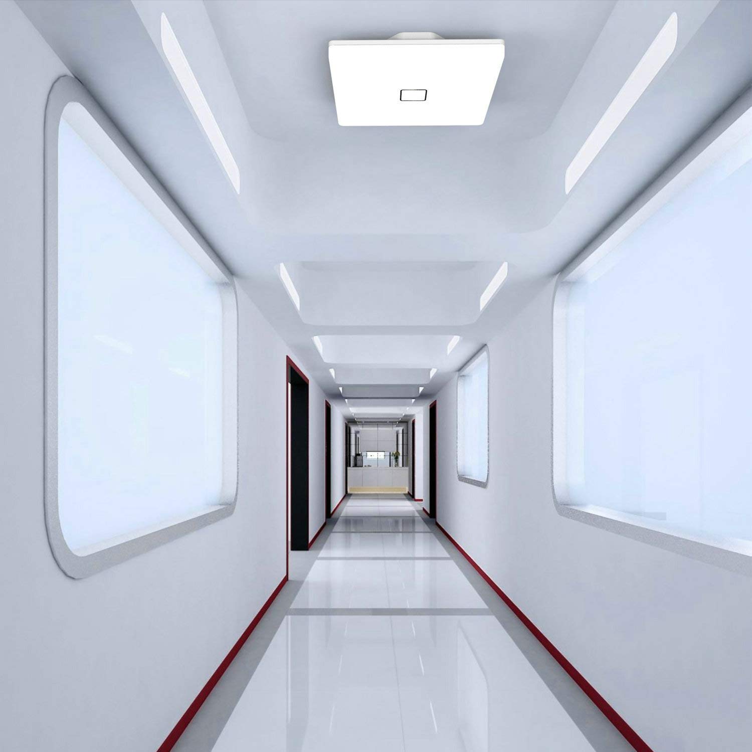 LED Ceiling Light, Airand Ceiling Lamp Flush Mount 2050LM Waterproof IP44 24W 5000K for Bathroom, Kitchen, Bedroom, Hallway, Corridor, Balcony, Living room (Cold White, Square)