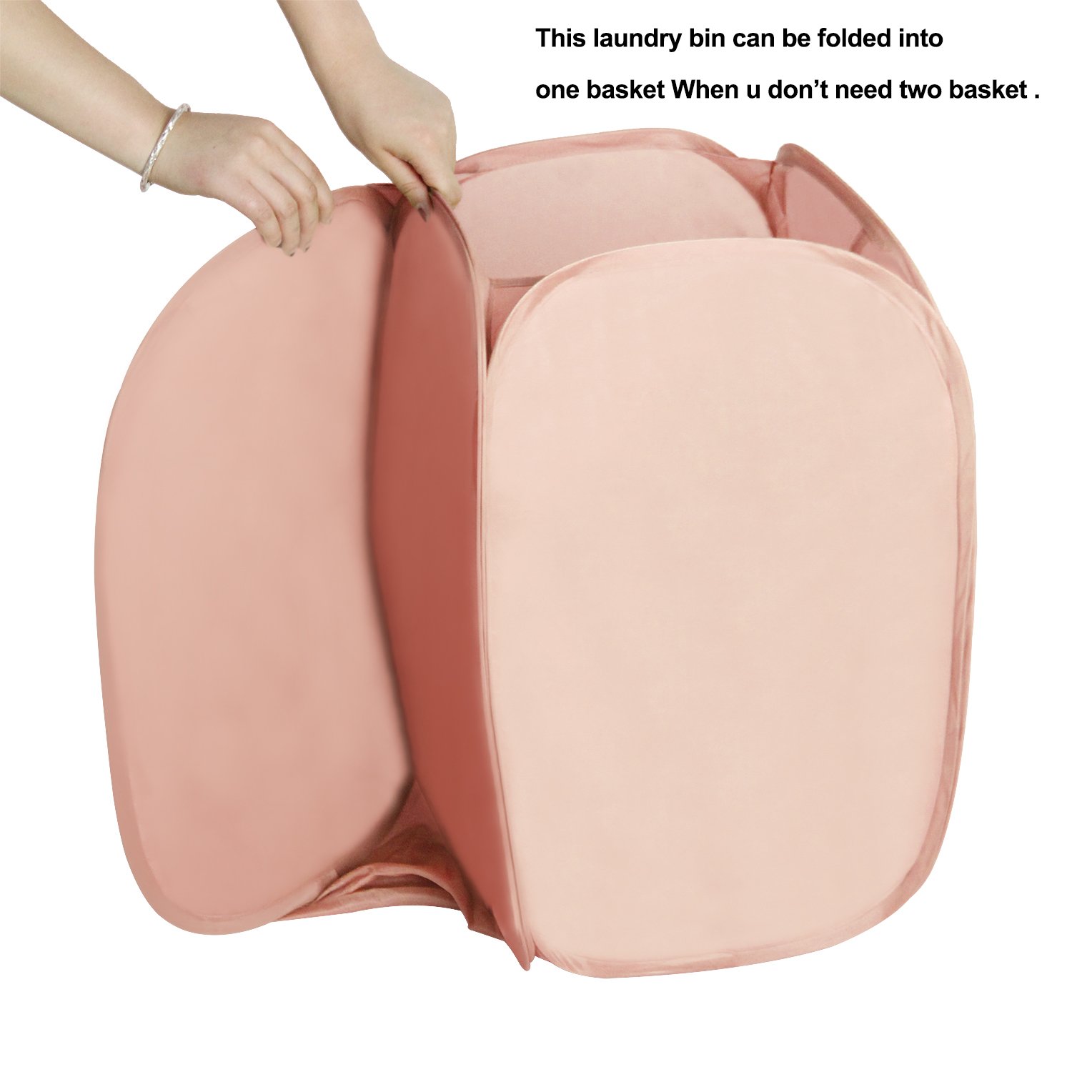 Wäschekorb, WOWGO 2 IN 1 Pop Up Wäschekorb Faltbarer Nylon Wäschebeutel Faltschachtel Aufbewahrung für Wäsche Spielzeug Auf Lager-braun