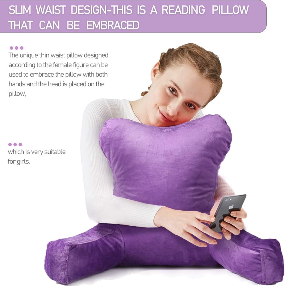 mittaGonG Slim Waist Backrest Reading Pillow with Arms Back Pillows for Sitting in Bed Removable Cover Suited for Ladies: Home & Kitchen