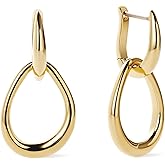 Ana Luisa Sage Drop Earrings for Women - 14K Gold Plated and Silver Two Tone Dangle Hoops, Assorted Styles - Small Gold Double Hoop Earrings - Lightweight, Hypoallergenic, Tarnish-Free Jewelry