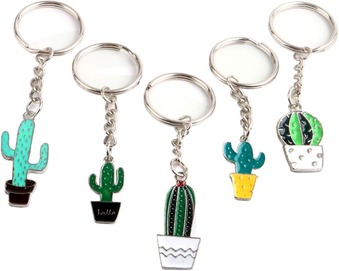 Creative Potted Cactus Style Keychains Key Rings Hang Bag Accessories Chain Bag Pendants Jewelry, 5 pc