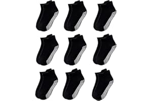 HayFeel Baby Non Slip Grip Socks Cotton 9 Pack for Kids Ankle Cute Socks Toddlers Kids Boys Girls