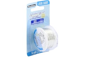 Artistic Wire, 22 Gauge Silver Plated Tarnish Resistant Colored Copper Craft Jewelry Wrapping Wire, Tarnish Resistant Silver, 8 yd