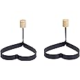 HIC Non-Stick Fried and Poached Egg and Pancake Cooking Rings, Heart Shaped, Nonstick, PFOA and BPA Free, 4.625-Inches x 4.25-Inches, Set of 2