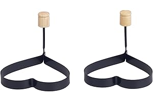 HIC Kitchen Non-Stick Fried and Poached Egg and Pancake Cooking Rings, Heart Shaped, Nonstick, PFOA and BPA Free, Set of