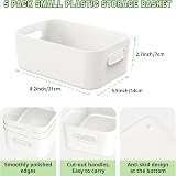 W&H 5 Pcs White Plastic Storage Boxes with Handle, 8.2 x 5.5 x 2.7 in view 2