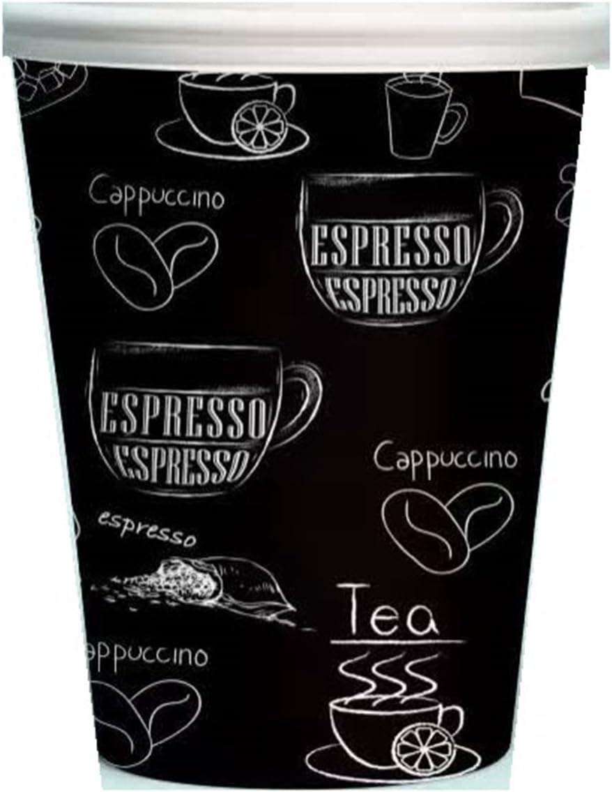 1,000 Count Disposable Coffee Cups, Insulated Cups, Hot Drink Paper Cups, wholesale, bulk, party use, 12 oz, Vilseck TempGurad, Black