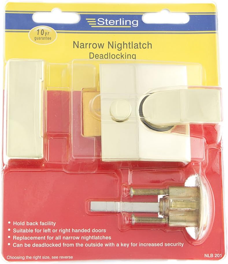 Sterling NLB201 Narrow Deadlocking Brass Plated Nightlatch - Image 4