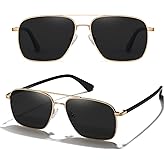 GMKATEYE Trendy Polarized Aviator Sunglasses for Men & Women UV400 Protection Retro Square Cool Navigator Sun Glasses