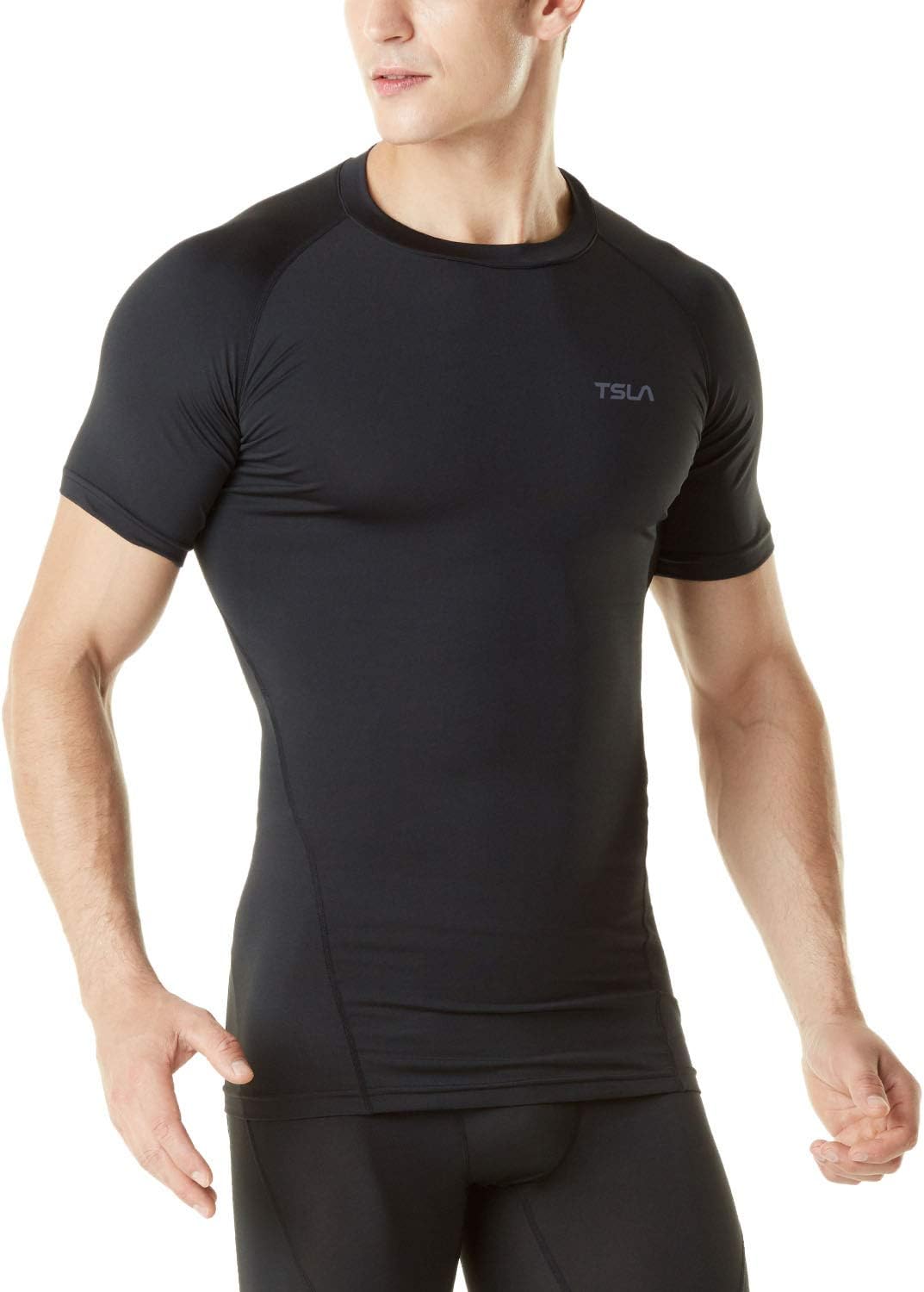TSLA Men's Thermal Wintergear Compression Baselayer Short Sleeve Shirt
