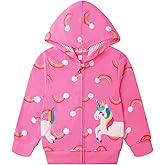 Little Girl Zip Up Hoodie Unicorn Rainbow Hooded Sweatshirt Back to School Jacket Pink Outerwear 6T
