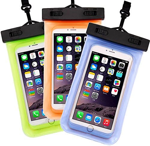 Kasio Phone Waterproof Case, Clear Universal Waterproof Bag Case Dirtproof Snowproof Pouch Dry Bag for iPhone 6/6S Plus, Samsung Galaxy S6/S6 Edge, Fit for Cell Phone up to 6'' Diagonal (three color)