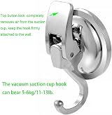SPTwj 2 Pack Suction Cup Hooks Heavy Duty 5-6kg for Bathroom Kitchen view 3