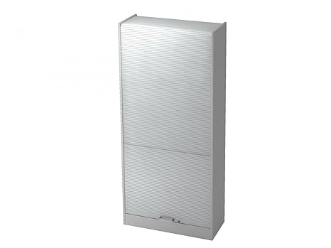Büro-Schrank-Wandsystem DR-Büro Nevis - abschließbarer Rollladenschrank in 5 Ordnerhöhen - Maße 90 x 40 x 200,4 cm - in 4 Farbvarianten - erweiterbar, Farbe Büromöbel:Grau