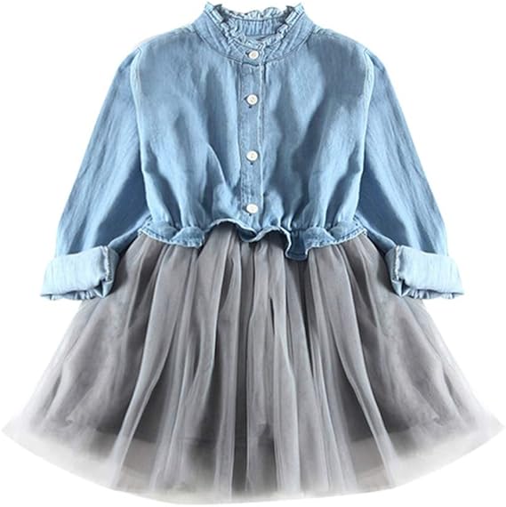 Amazon Co Jp ワンピース 女の子 デニム シャツ ドレス 子供服 Duglo きれいめ 長袖 クリスマス 誕生日 インスタ映え キッズ 春 秋 冬 ガールズ ドレス かわいい 披露宴 チュニック 通学 カジュアル 膝上丈 おしゃれ 通園 新年 発表会 ベビー服 結婚式 服