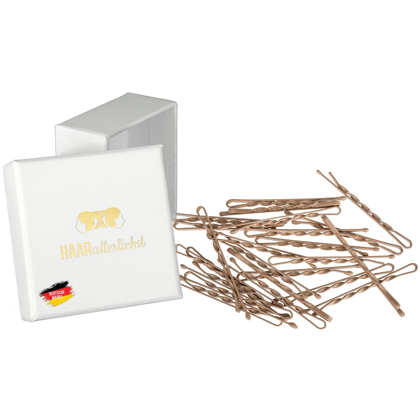 HAARallerliebst Twisted Hair Clips (Pack of 24) Beige 5 cm Ultra Hold for Blonde Hair Including Box for Storage (Box Colour: White)