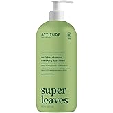 ATTITUDE Nourishing Hair Shampoo, EWG Verified, For Dry and Damaged Hair, Naturally Derived Ingredients, Vegan and Plant Based, Grapeseed Oil and Olive Leaves, 32 Fl Oz