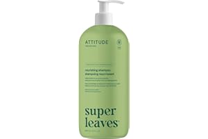 ATTITUDE Nourishing Hair Shampoo, EWG Verified, For Dry and Damaged Hair, Naturally Derived Ingredients, Vegan and Plant Based, Grapeseed Oil and Olive Leaves, 32 Fl Oz