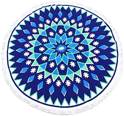 Microfiber Large Round Beach Blanket with Tassels Ultra Soft Super Water Absorbent Multi-Purpose (Color-3)