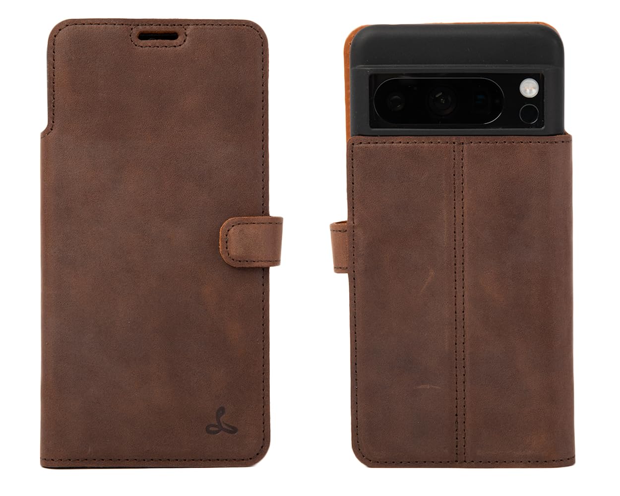 Snakehive Leather Wallet Phone Case for Google Pixel 8 Pro - Genuine Leather with Viewing Stand & 3 Card Holder - Flip Folio Cover with Card Slot (Brown)