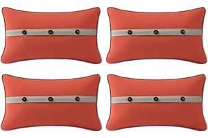 Supdurplus Outdoor Sunbrella Decorative Pillows with Triple Coconut Buttons Pack of 4, 20" x 12" Outdoor Pillow Set for Couch Bed Throw Patio Sofa, Canvas Melon/Cast Ash