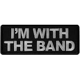 'I'm with the Band' Iron-on Patch, Black and Silver, 4 x 1.5 inch, Rock n Roll Backstage Pass Design