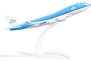QIYUMOKE 1/400 NL-KLM 747 Model Plane -Diecast Metal Airplane Model Kits with Stand （6 inches） Alloy Boeing 747 Plane Model f