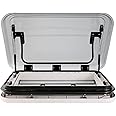 800x500mm RV Caravan Motorhome LED Skylight, Aluminum Alloy RV Roof Window Hatch Roof Top Vent White RV Skylight Vent Covers for Trailer, Modified Car, Special Vehicle(70 Degree Opening Angle)