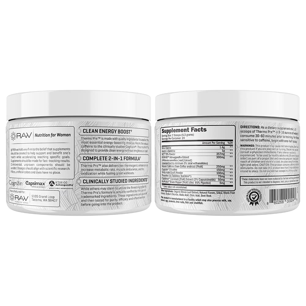 RAW Synergies Pre Workout Thermogenic Fat Burner Powder for Women and Men, Energy & Weight Loss Supplement – Focus & Metabolism Booster Drink – No Artificial Sweeteners, Fruit Punch, 24SV