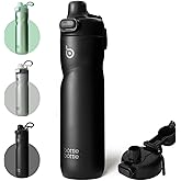 BOTTLE BOTTLE Insulated Water Bottle 24 oz with Handle and Flip Tops Lids Stainless Steel Water Bottle Push Button Lid Leak proof Portable for Running Travel Sports Hiking black