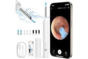 Rejauvan Ear Wax Removal, Ear Cleaner with Camera, Wireless Intelligent Visual Ear Picker, Earwax Removal Tool, 1080P HD Otoscope with 6 LED Lights, Ear Cleaner for iOS & Android (White)