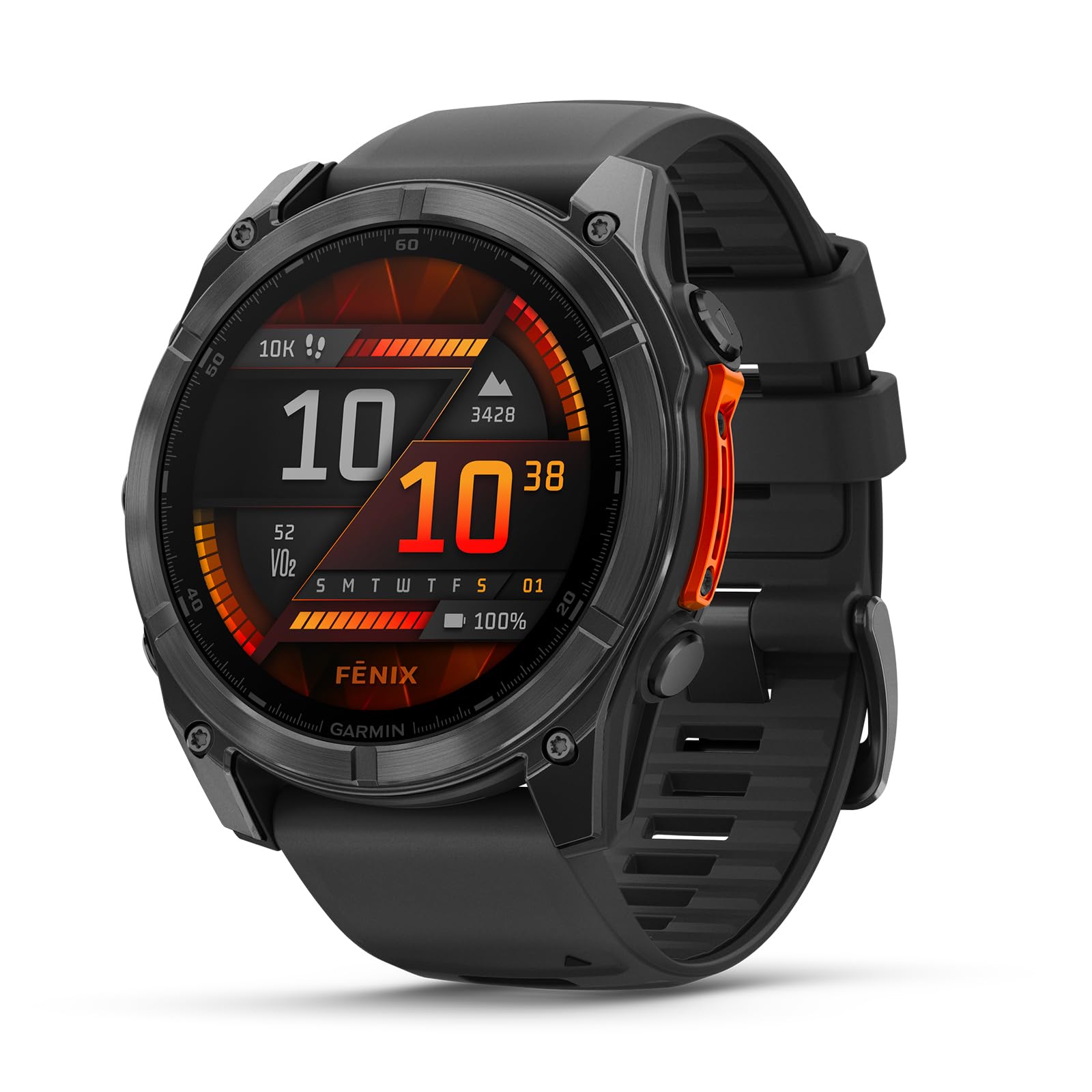 Garmin fēnix 8 51mm – Multisport-Smartwatch, 1,4" AMOLED Touch-/Tastendisplay, bis zu 29 Tage Akkulaufzeit, 80+ Sport-/Outdoor-Apps, TOPO-Karten, EKG, Telefonie, Musik, Taschenlampe