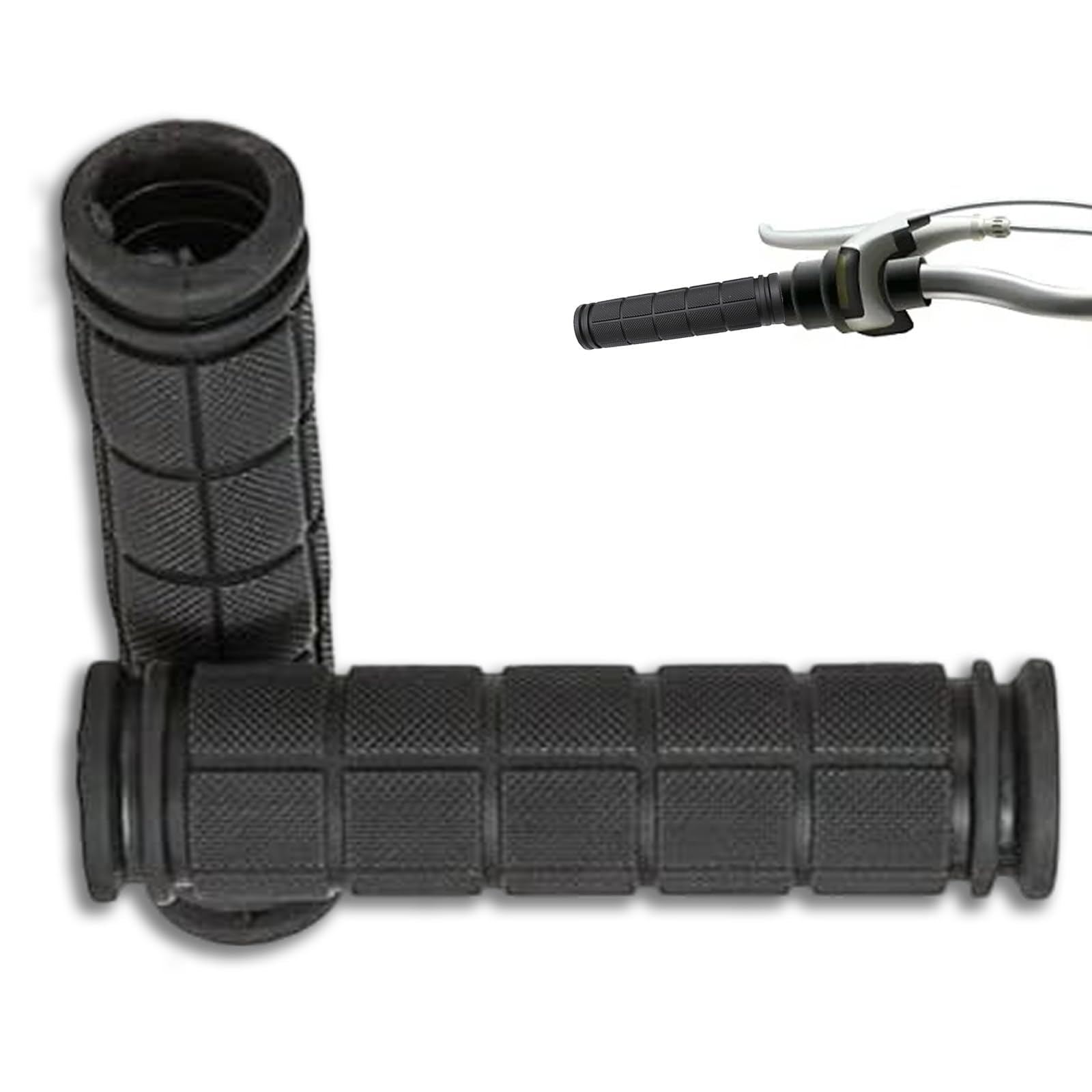 1Pair Bike Handlebar Grips, 23mm/0.9in Rubber Bicycle Handle Grips Anti Slip Handlebar Grips for Mountain Road Urban Bike(Black)