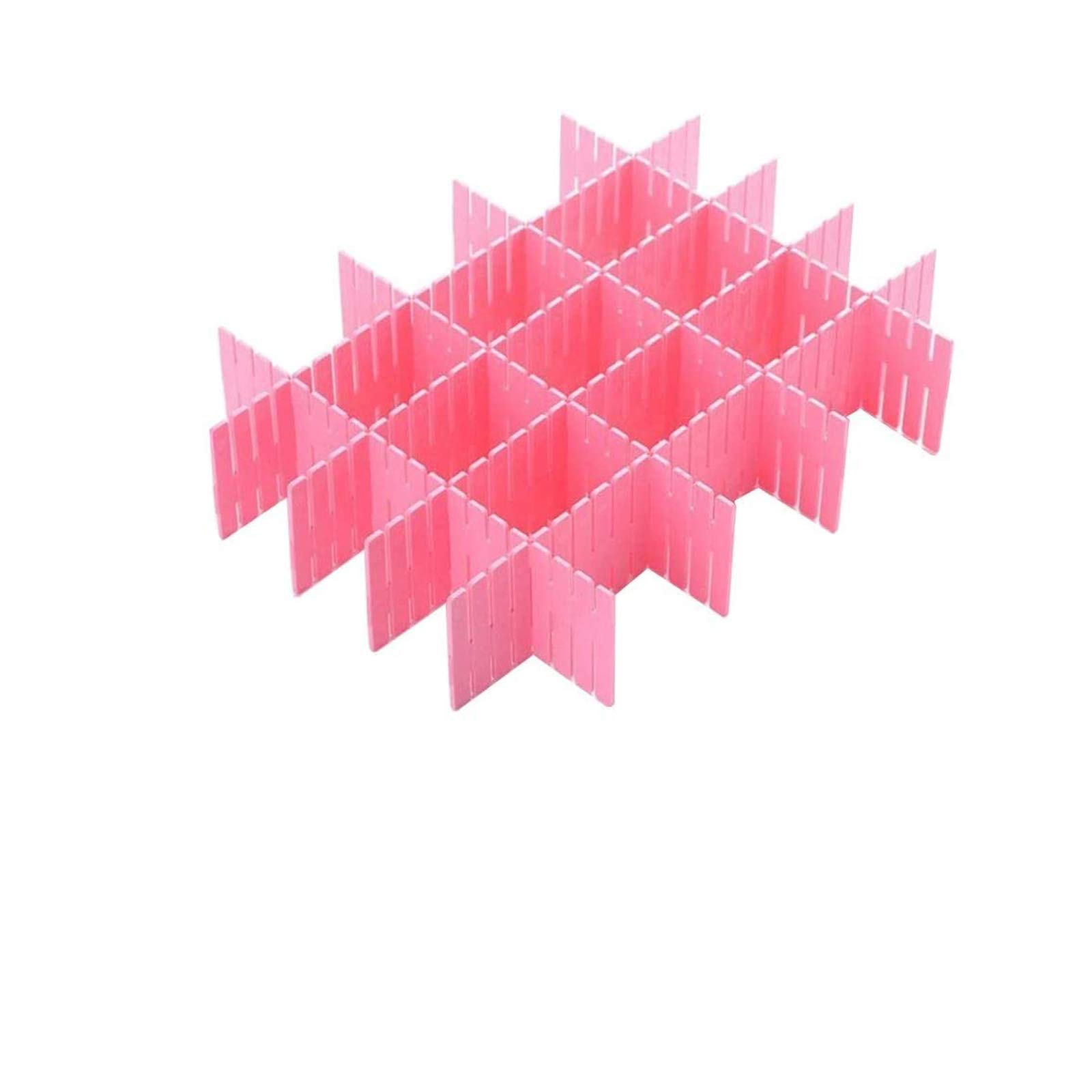 Onerbuy 8pcs Adjustable Grid Drawer Dividers DIY Plastic Closet Separator Tidy Organizer Container for Underwear Socks Belt Office Supplies (Pink)