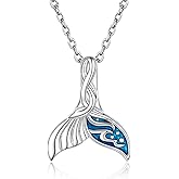 oGoodsunj Sterling Silver Whale Tail Necklace Bracelet Anklet Sea Animal Pendant Ocean Blue Waves Jewelry Gifts for Women Ocean Lovers