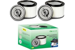 WHI-GN 2 Pack VFCF Cartridge Filter & Retainer, compatible with Vacmaster 4 gallon Wet/Dry Vacuums model# VF408, Professional model# VF410P, and Cleva Industrial model# VF408B